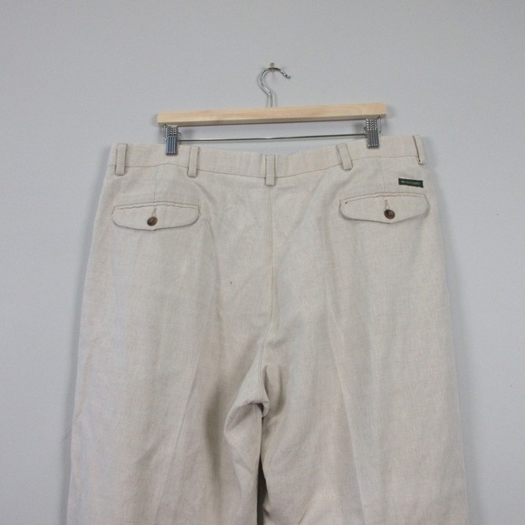 Dockers Khakis Pants Men 40 X 30 Ivory Cotton Linen Pleated No Wrinkles 578 - Picture 7 of 13
